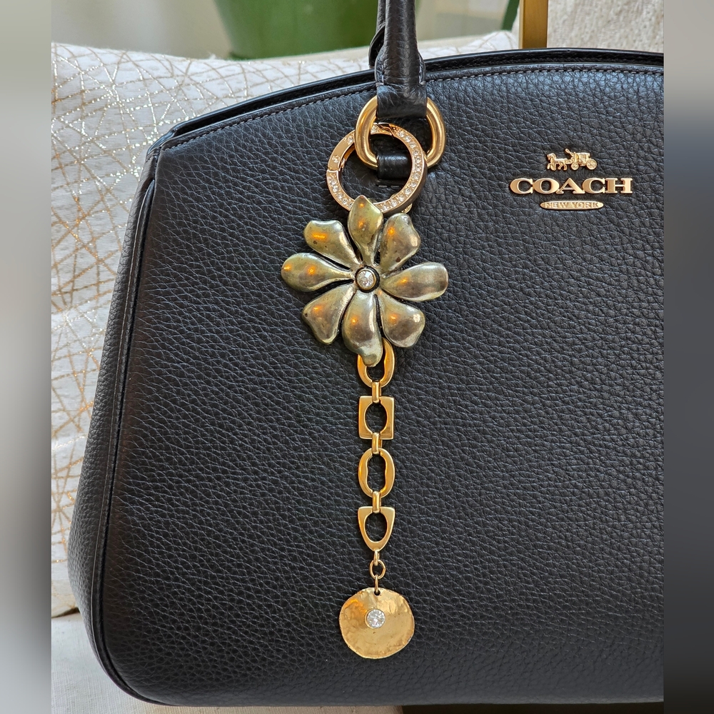 Bag Charm with Goldish Silver Flower Burst